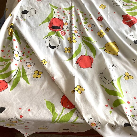 Vintage Wamsutta Flat Sheet White Floral Flowers Retro Bedding Bed Linen - Picture 3 of 5